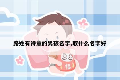 路姓有诗意的男孩名字,取什么名字好